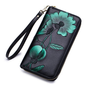 Women'S Long Leather Zipper Wallet Fashion Personality Cowhide European And American Hand Wallet My Store