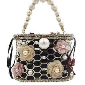 Pearl And Diamond Flower Handbag Drawstring Pork Cage Bag My Store