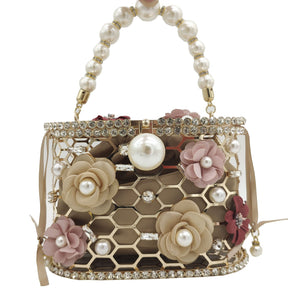 Pearl And Diamond Flower Handbag Drawstring Pork Cage Bag My Store