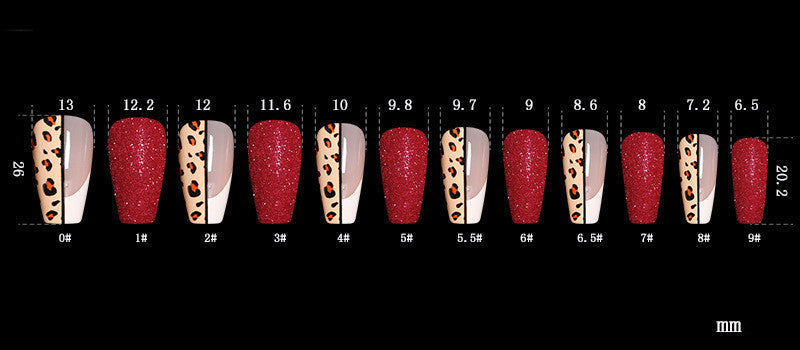 Red Jump Color Leopard Print Ballet False Nails My Store