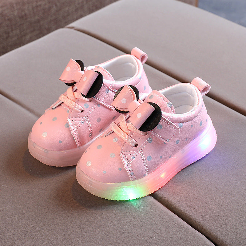 Light-up Shoes Girls Bowknot LED Light-up Shoes Breathable Baby Girls Shoes My Store