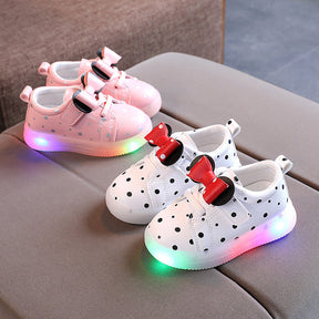 Light-up Shoes Girls Bowknot LED Light-up Shoes Breathable Baby Girls Shoes My Store