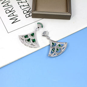 New Product Green Zircon Fan-shaped Earrings With Gold-plated Diamonds My Store