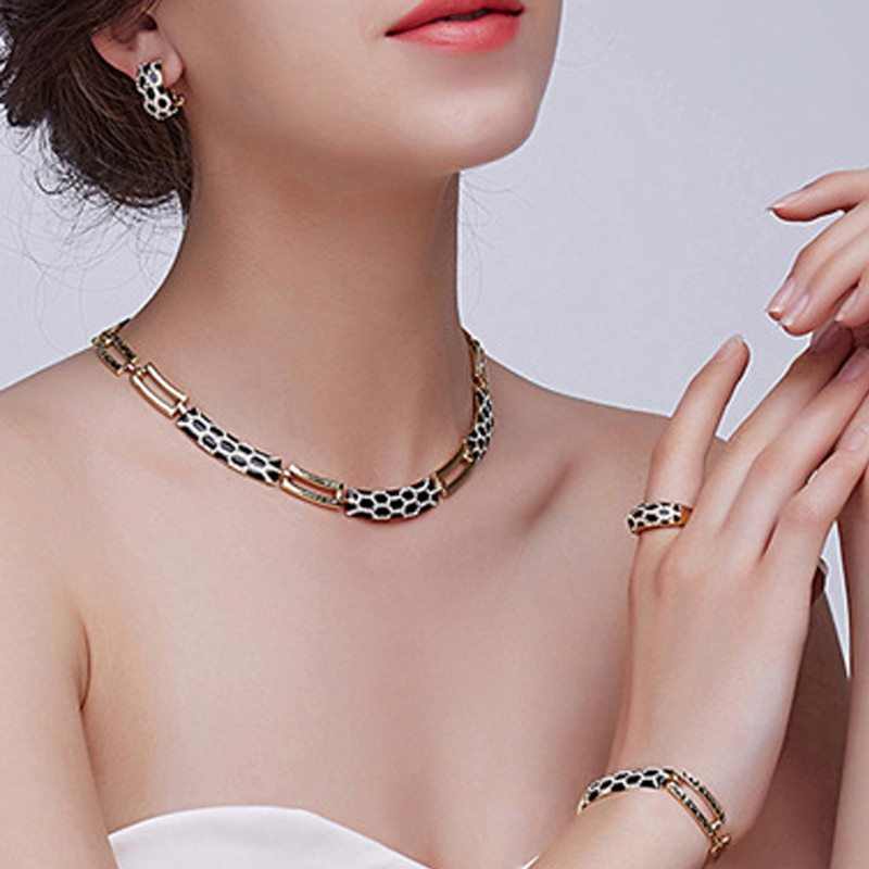 New Korean style diamond earring necklace set My Store