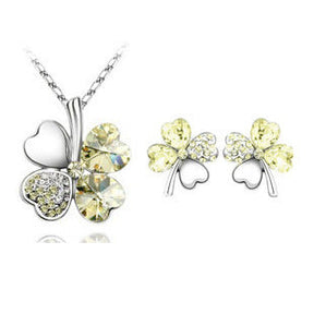 Four-leaf clover crystal necklace earrings My Store