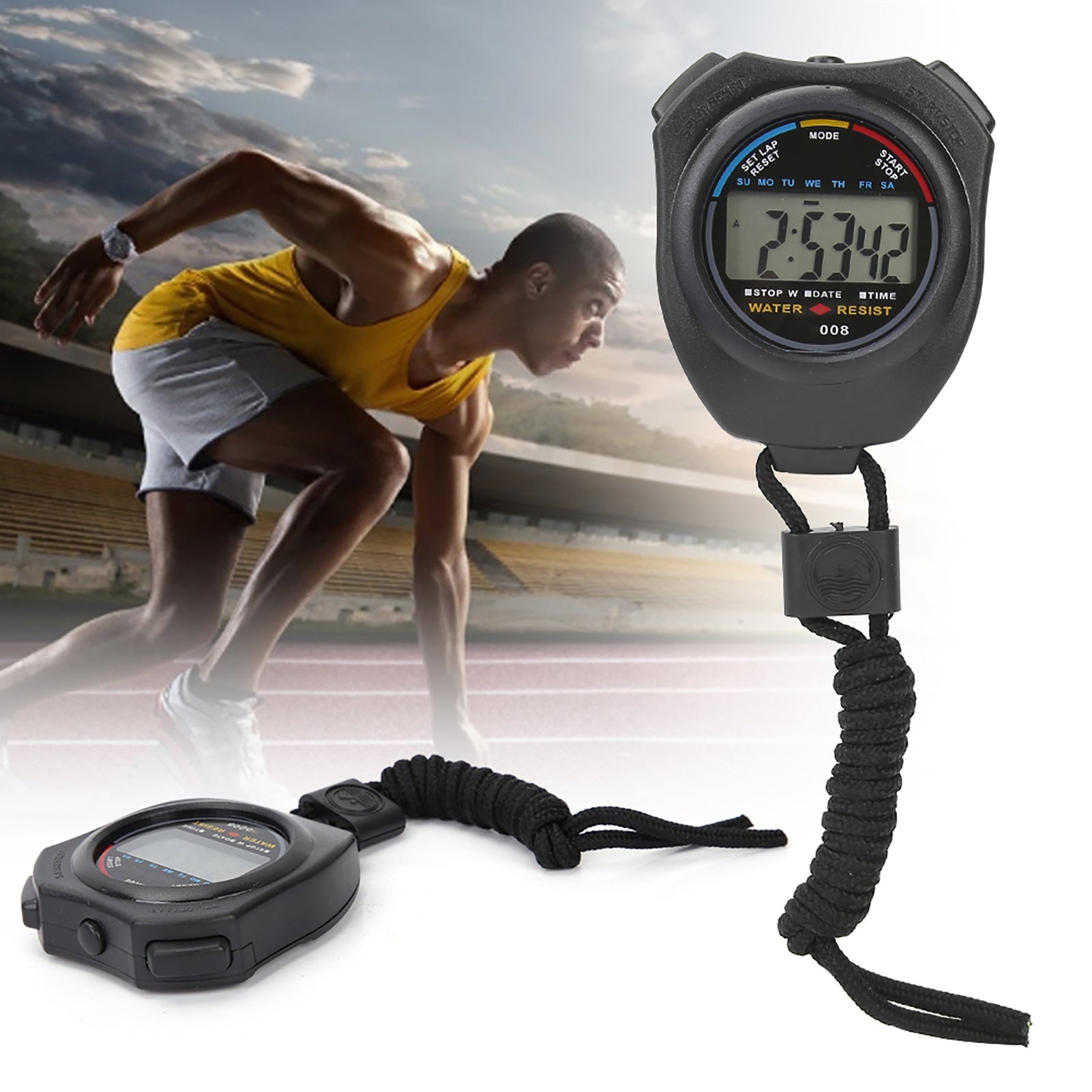 2 PCS Sports Stopwatch Timer, Multifunctional Digital LCD Handheld Stopwatch for Racing/Running My Store