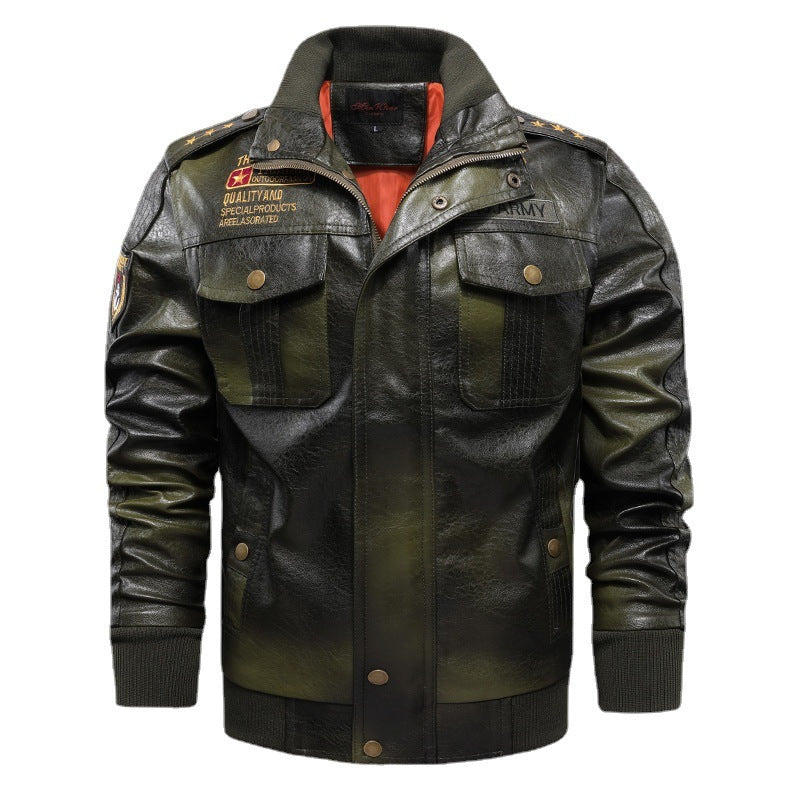 Leather Jacket Men's Stand-up Collar Slim Fit Short My Store