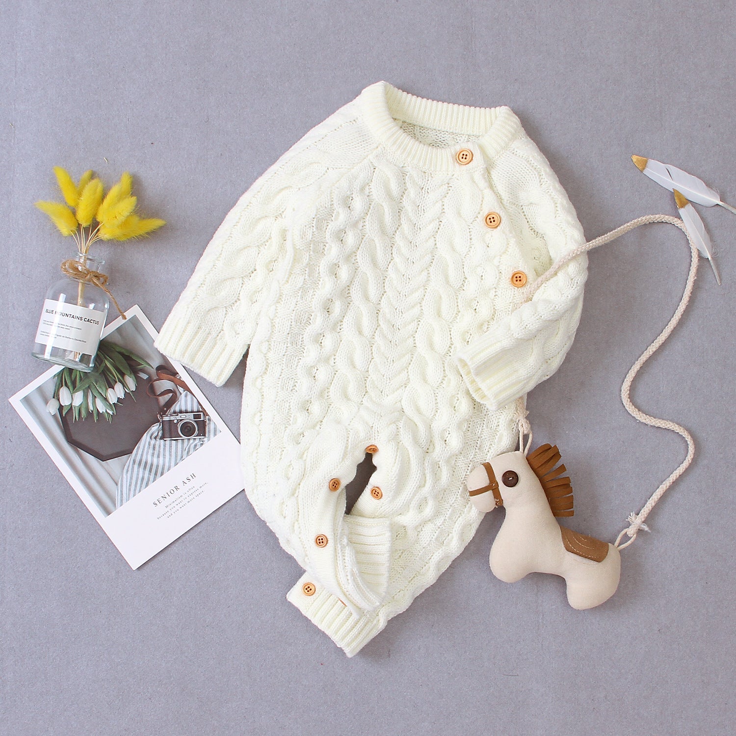 Knitted solid color baby jumpsuit My Store