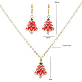 Christmas Tree Enamel And Rhinestone  Jewelry Set - Festive Necklace And Earrings My Store