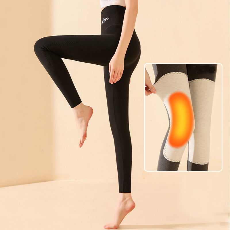 Winter High Waist Knee-pad Leggings Fashion Warm Double-sided Frosted Pants Solid Slim Trousers Women Clothing My Store