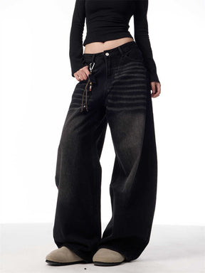 Retro Washed Straight Jeans Loose Drooping Wide Leg Pants My Store