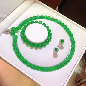 Gao Bing Emperor Green Chalcedony Ball Bracelet Necklace Eardrops Suit My Store