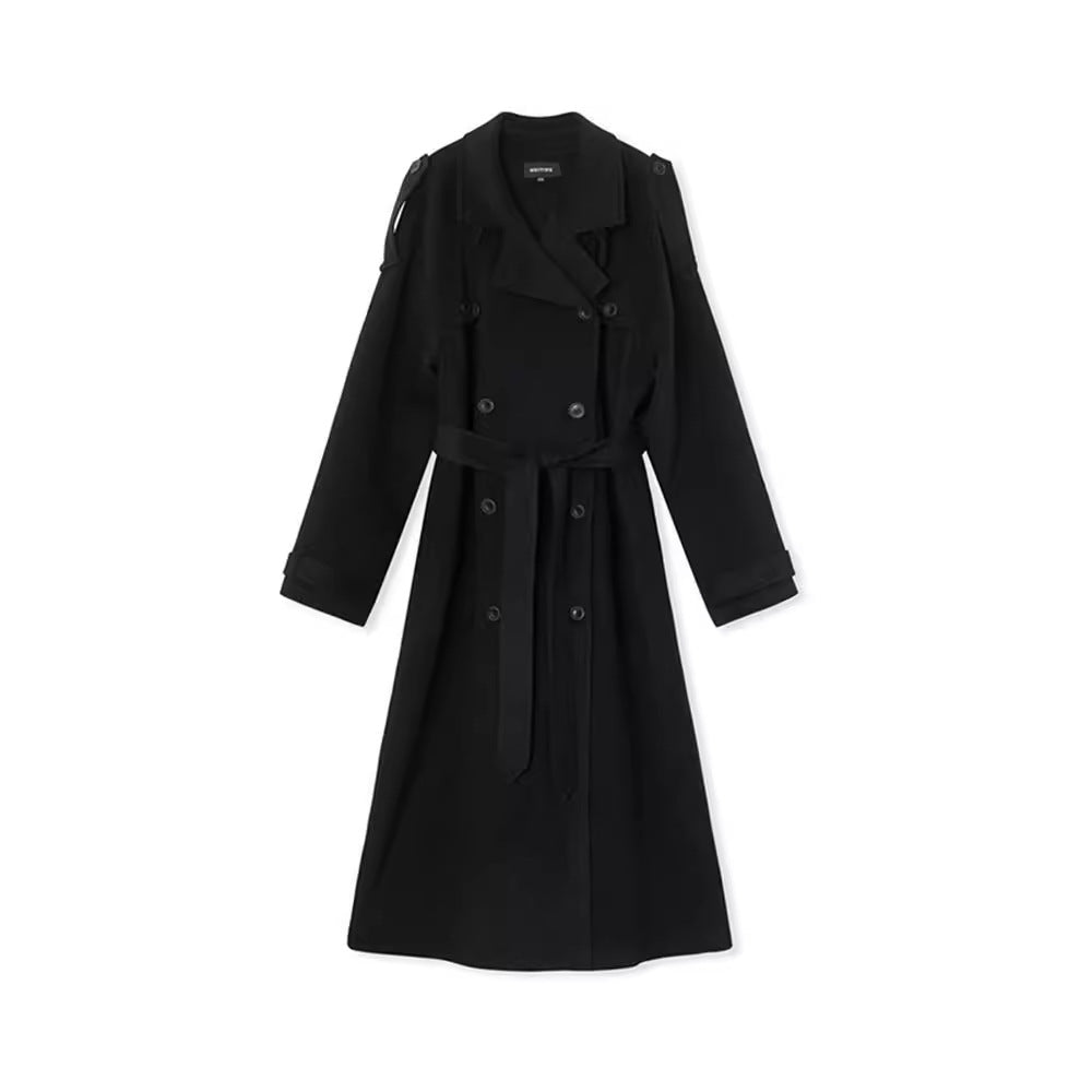 Women's Clothing Temperament Pure Color Lapel Long-cut Coat My Store