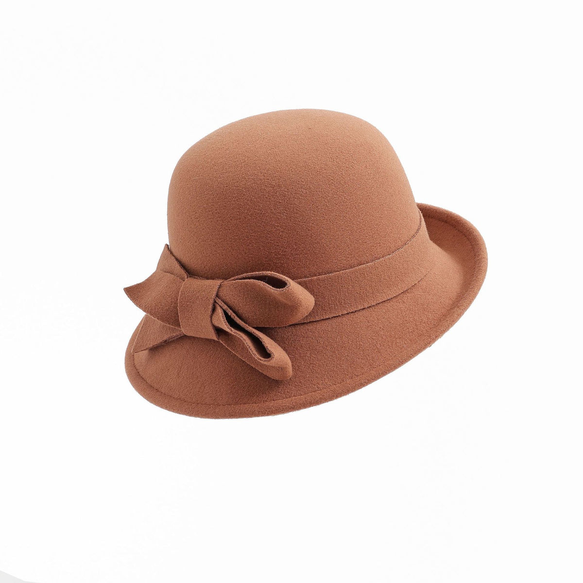 Women's French-style Elegant Retro Woolen Bowler Hat Curling Bow My Store