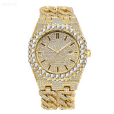 Men's Hip Hop Iced Diamond Fashion Cuban Link Chain Quartz Clock My Store