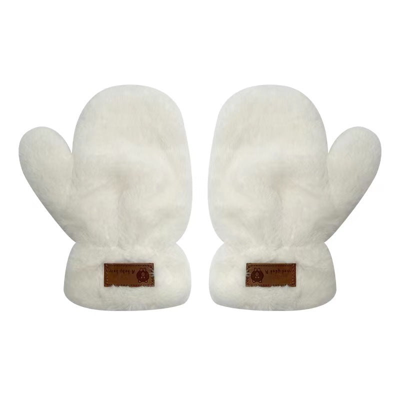 Fleece-lined Mittens Plush Autumn And Winter Warm Gloves My Store