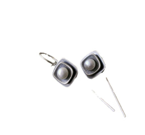 Geometric Square Distressed Pearl Earrings For Women My Store