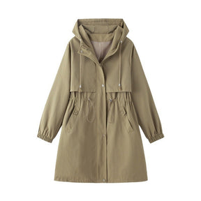 Early Autumn Casual Women's Windbreaker Loose Hooded Fashion Mid-length Slimming Coat My Store