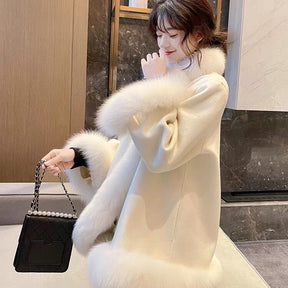 Artificial Fur Mid-length Coat Women's Woolen Cloak My Store