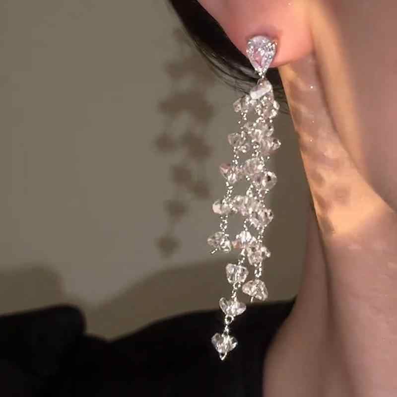 Crystal Tassel Earrings Women's Long Ear Studs My Store