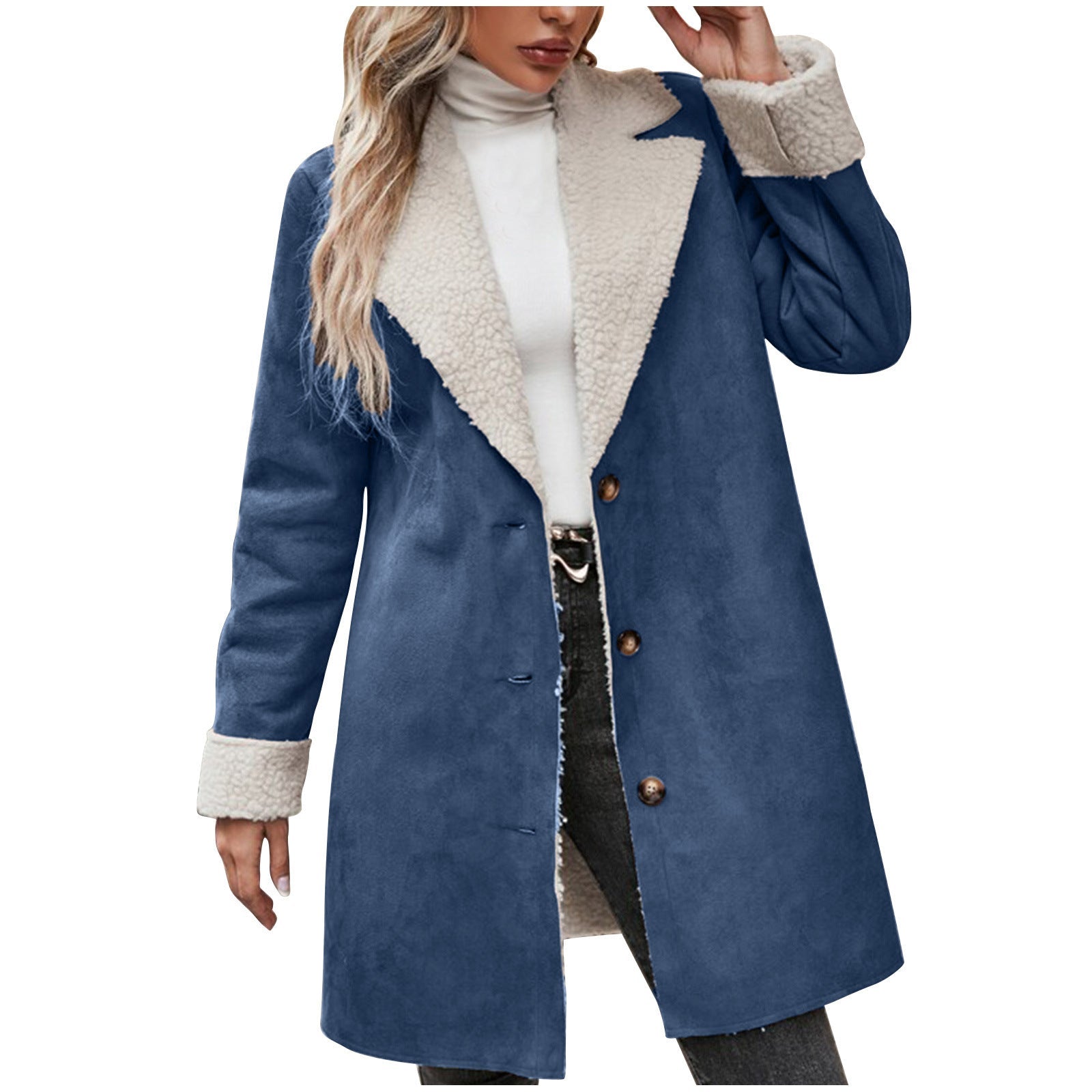 Long Sleeve Lapel Thickening Plush Coat My Store