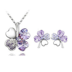 Four-leaf clover crystal necklace earrings My Store