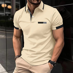 Men's Casual Polo Shirt Chest Faux Pocket Lapel Button Business T-shirt My Store