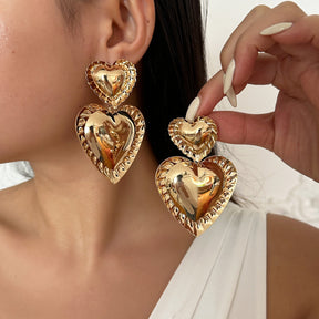 Exaggerating Heart-shapaed Metal Alloy Earrings Niche Texture My Store