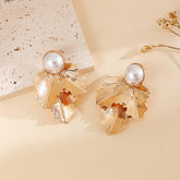 Textured Pearl Stud Earrings Fan-shaped Alloy Female My Store