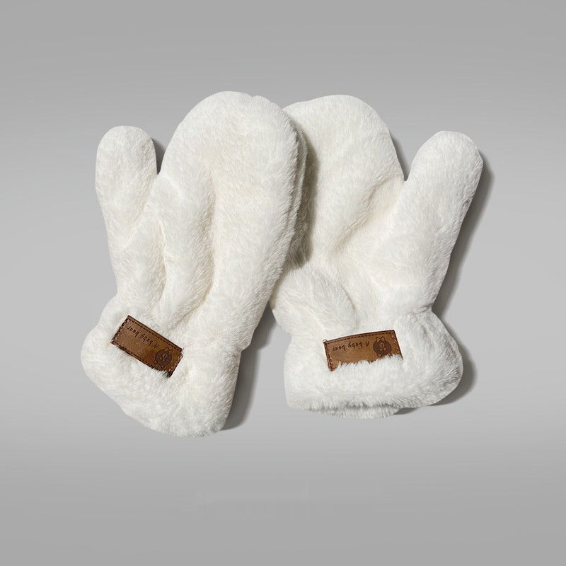 Fleece-lined Mittens Plush Autumn And Winter Warm Gloves My Store