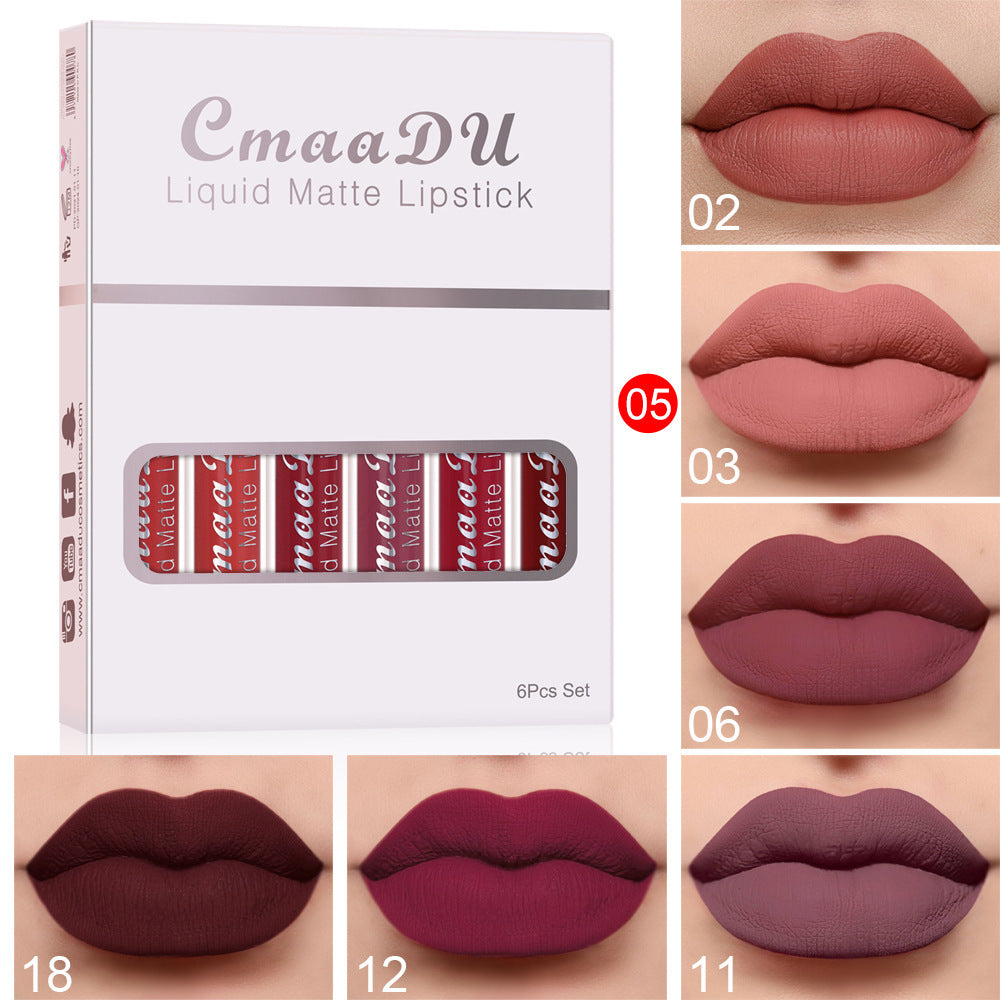 6 Boxes Of Matte Non-stick Cup Waterproof Lipstick Long Lasting Lip Gloss My Store