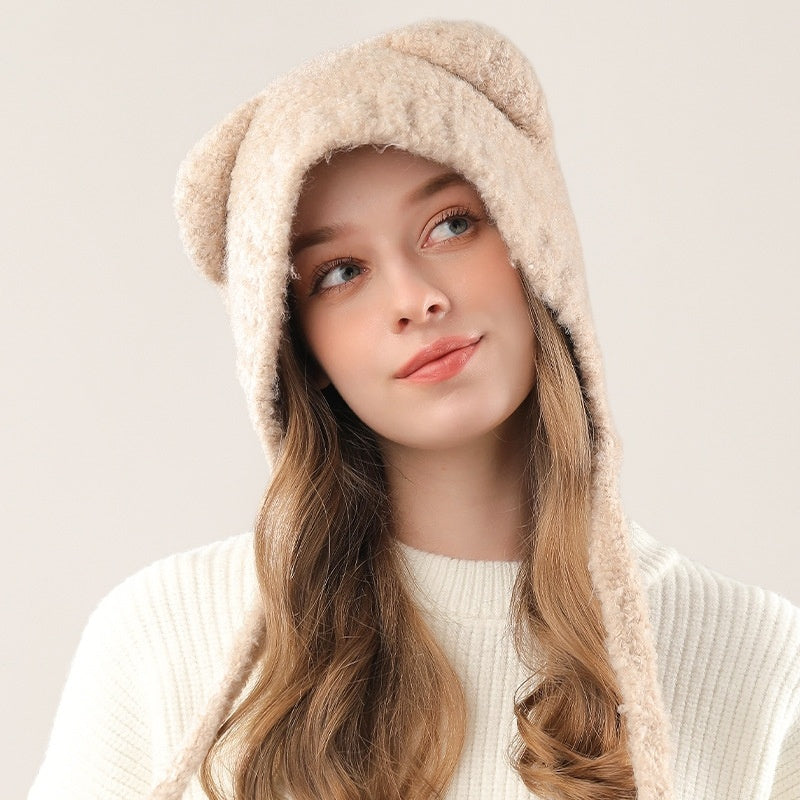 Cute Bear Knitted Hat Warm-keeping And Cold-proof Earmuffs Hat My Store