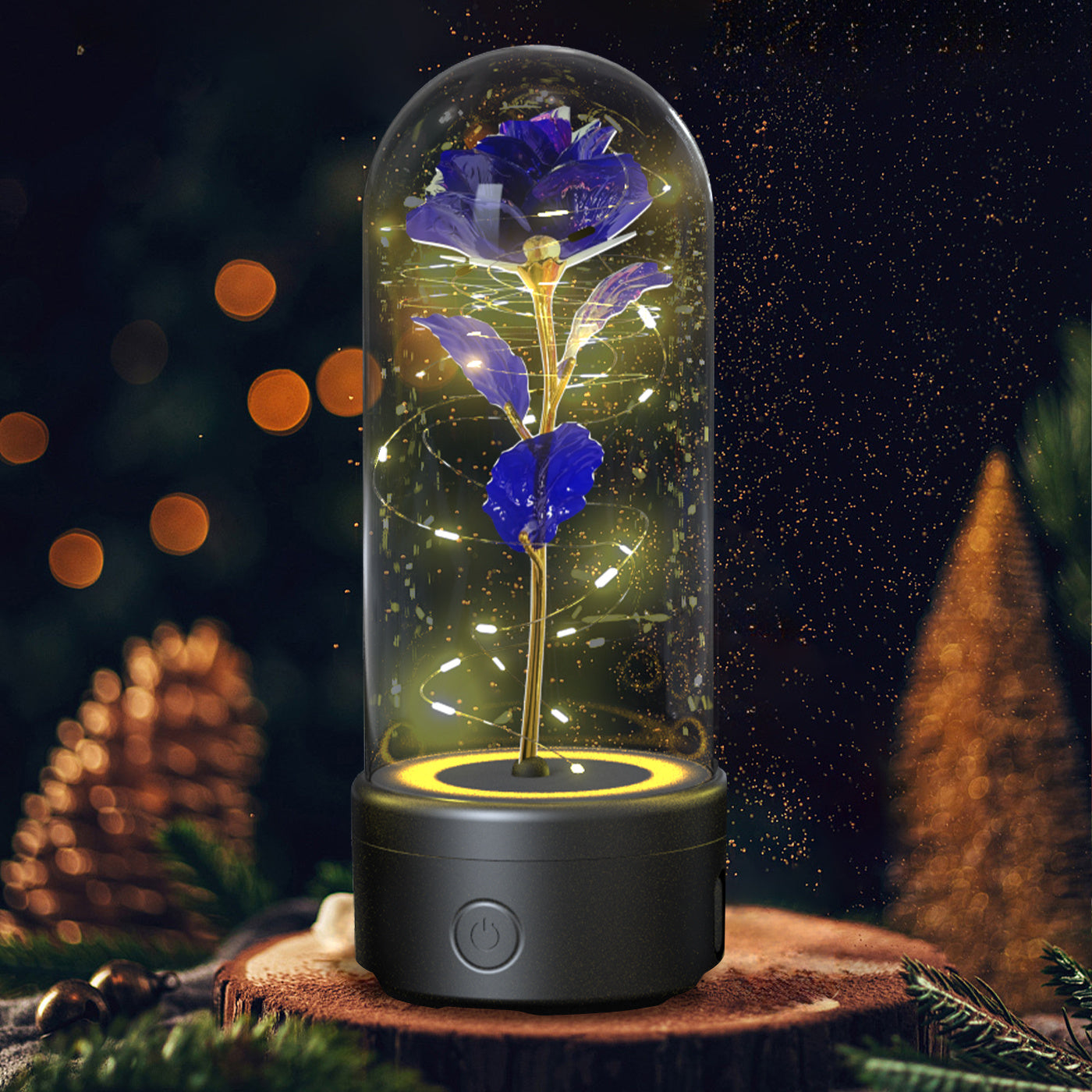 Creative 2 In 1 Rose Flowers LED Light And Bluetooth-compatible Speaker Valentine's Day Gift Rose Luminous Night Light Ornament In Glass Cover My Store