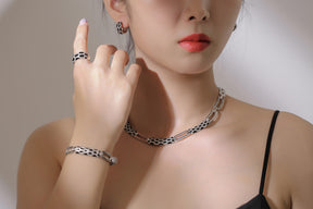 New Korean style diamond earring necklace set My Store