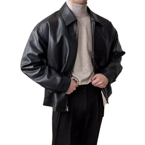 Leather Casual Baseball Uniform Motorcycle Jacket My Store