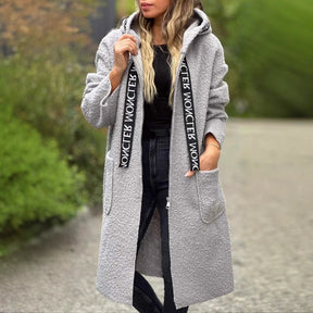 Ladies Hooded Letters Lamb Wool Coat My Store