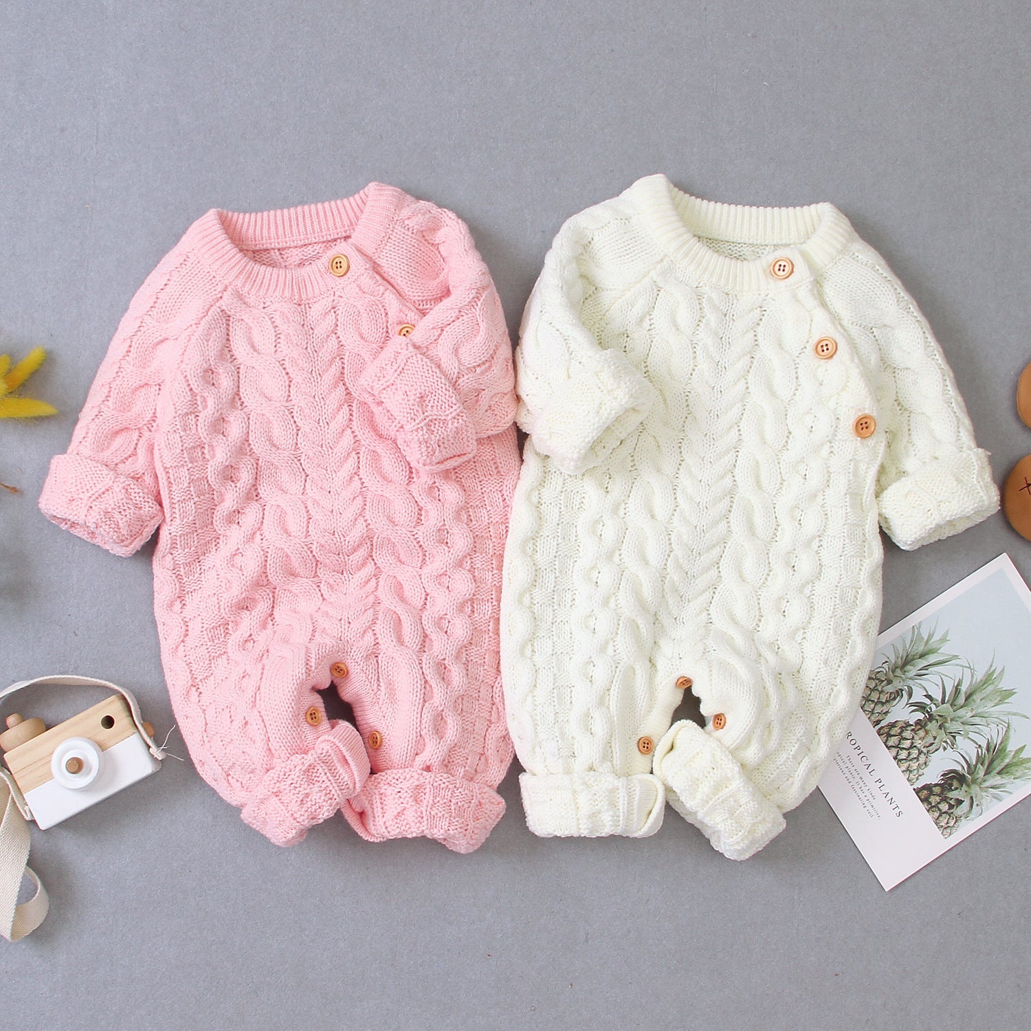 Knitted solid color baby jumpsuit My Store