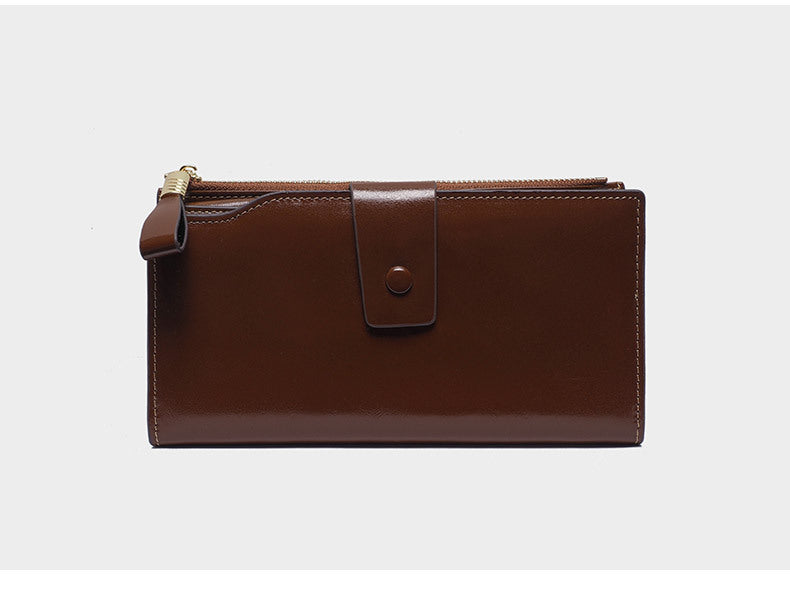 Long leather wallet multi-function large-capacity oil wax cowhide My Store