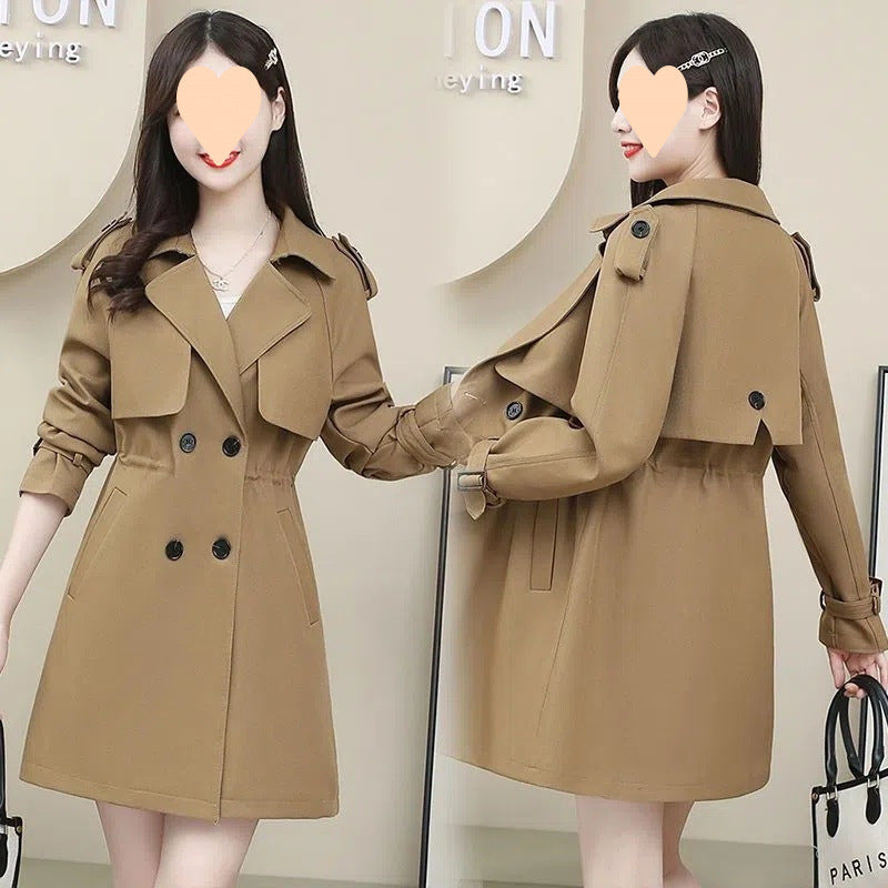 Women's Loose Mid-length Coat Waist Trimming Coat My Store