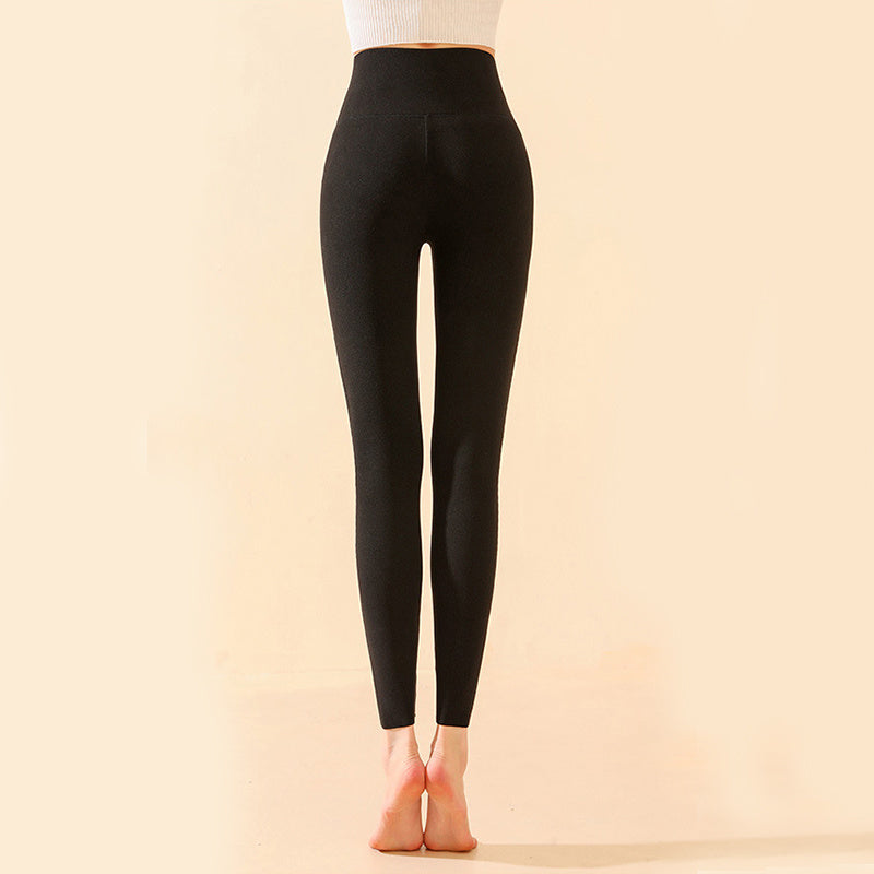 Winter High Waist Knee-pad Leggings Fashion Warm Double-sided Frosted Pants Solid Slim Trousers Women Clothing My Store