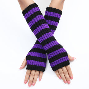 Warm Fashionable Knitted Long Mixed Color Stripe Knitting Wool Gloves My Store