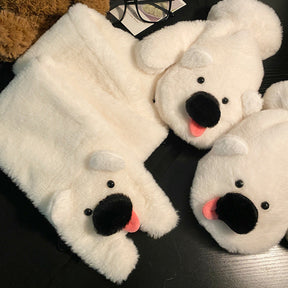 Cute Tongue-sticking Puppy Finger Plush Gloves Winter Thicken Thermal My Store