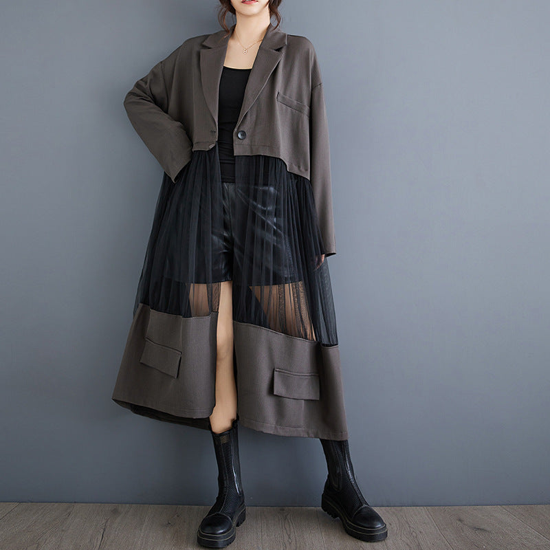 Casual Patchwork Mesh Hollow Suit Skirt My Store