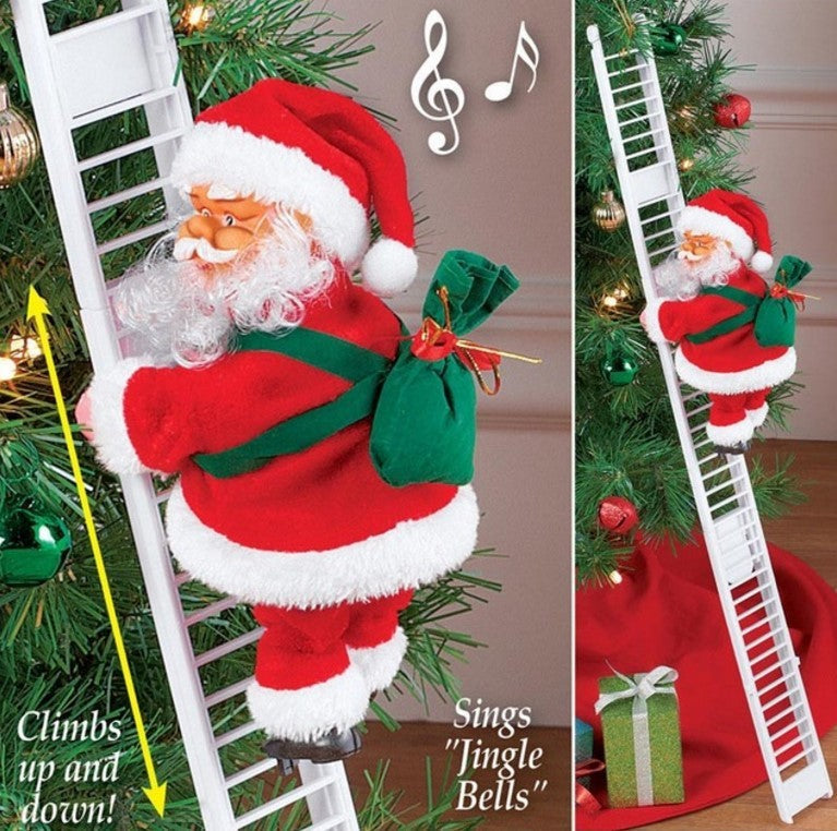 Climbing Ladder Electric Santa Claus Climbing Red Ladder Doll Toy My Store