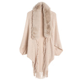 Women's Loose Tassel Fashion Shawl Jacket With Fur Collar My Store