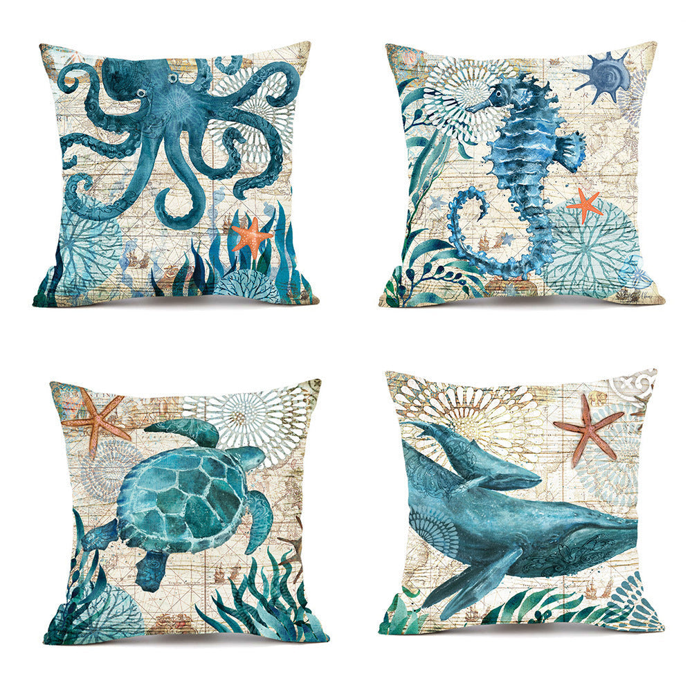 Cushion Covers Sea Turtle Printed Throw Pillow Cases For Home Decor Sofa Chair Seat My Store