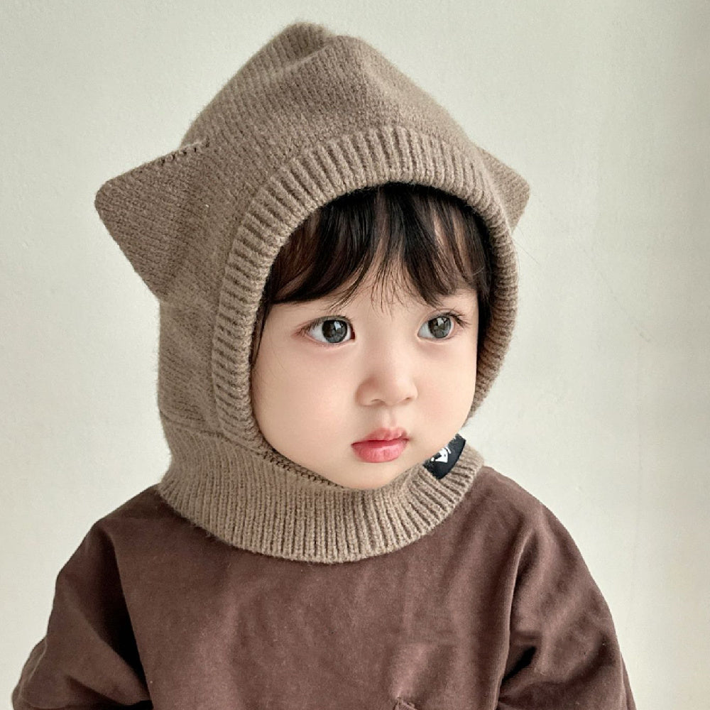 Baby Autumn And Winter Outdoor Keep Warm Knitted Scarf Integrated With Hat My Store