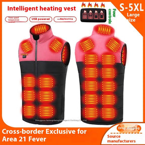 Color Matching Four-control Zone 21 Self-heating Vest V-neck My Store