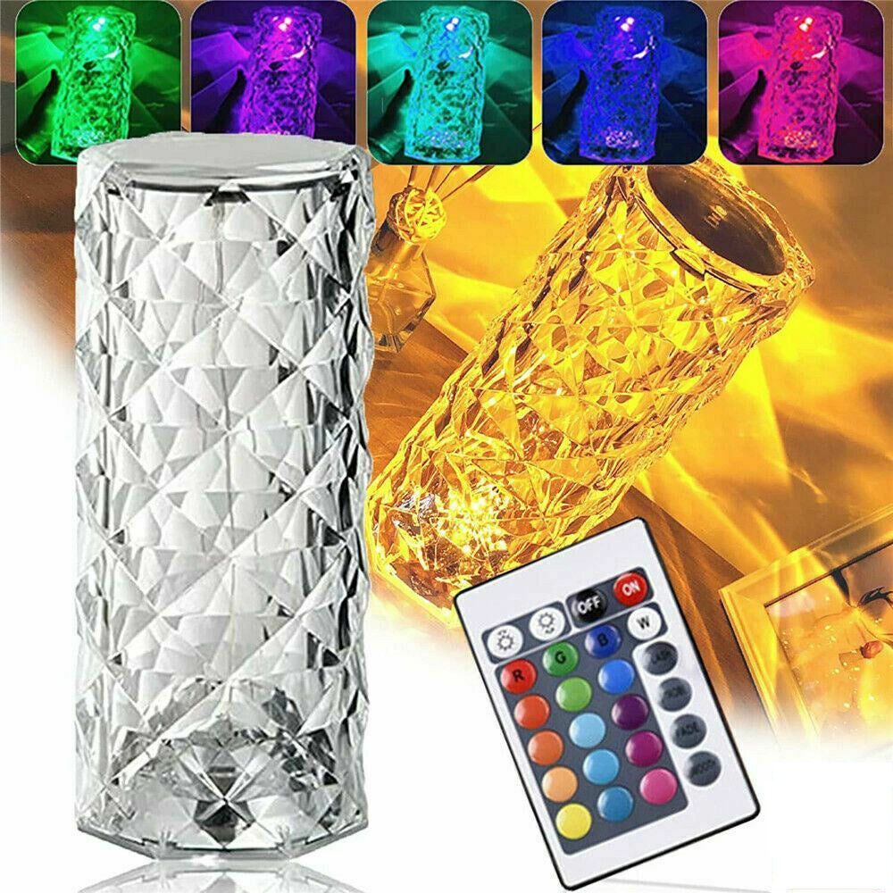 LED Crystal Table Lamp Diamond Rose Night Light Touch Atmosphere &Remote Control My Store