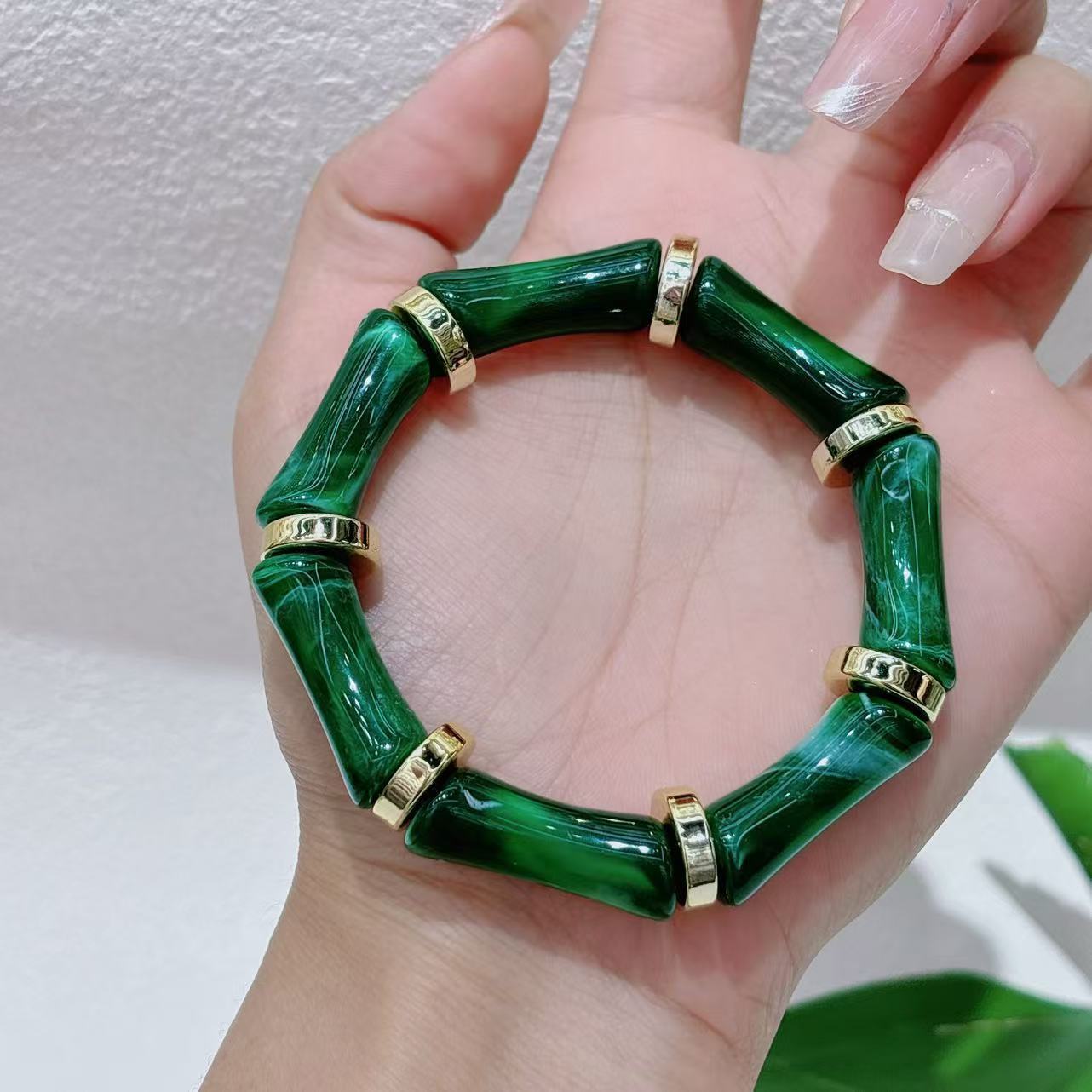 European And American Bamboo Tube Beads Women's Fashion Colored Beads Acrylic Bracelet My Store